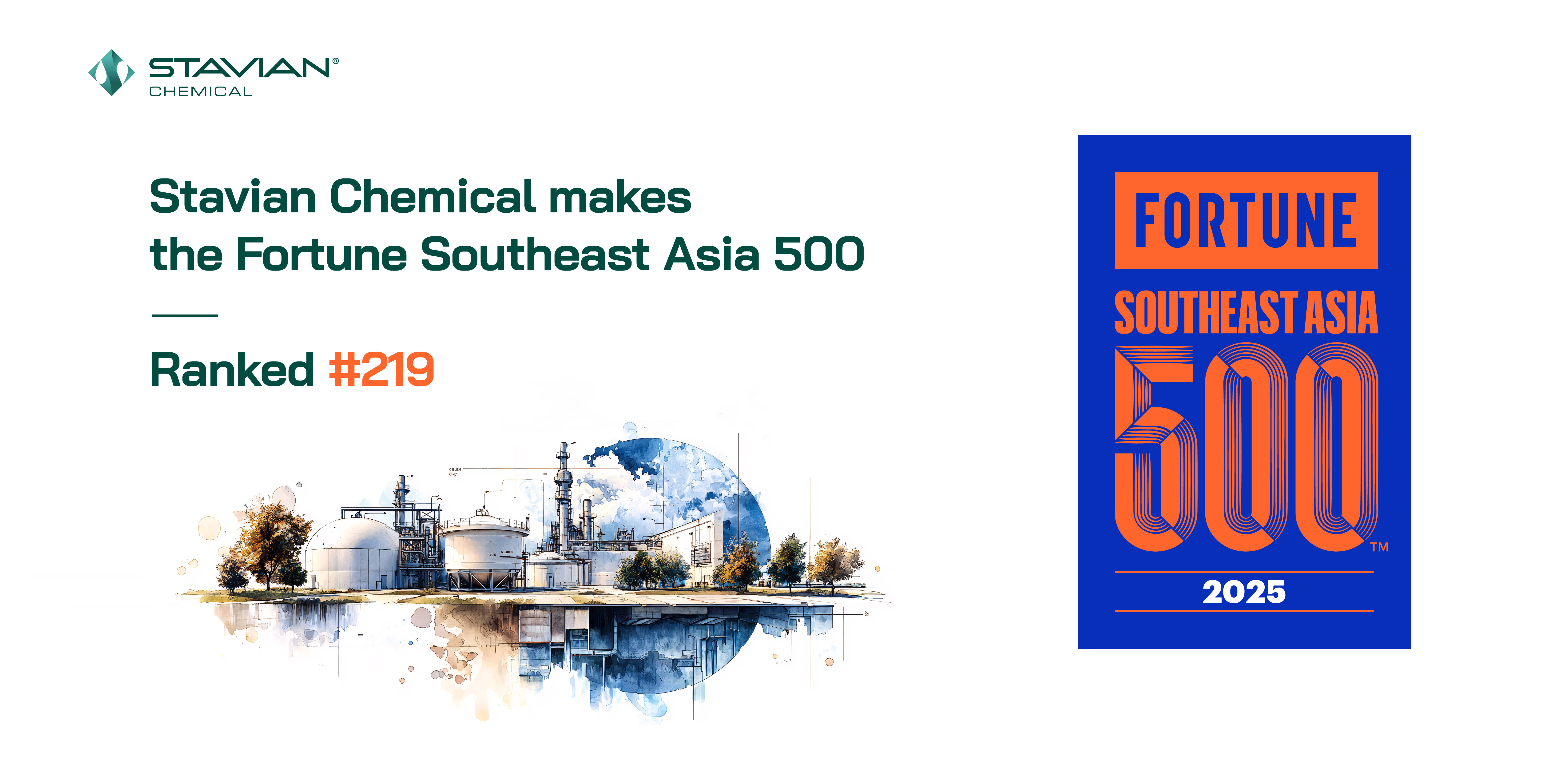 Stavian Chemical ranked #219 in 2025 Fortune South East Asia 500
