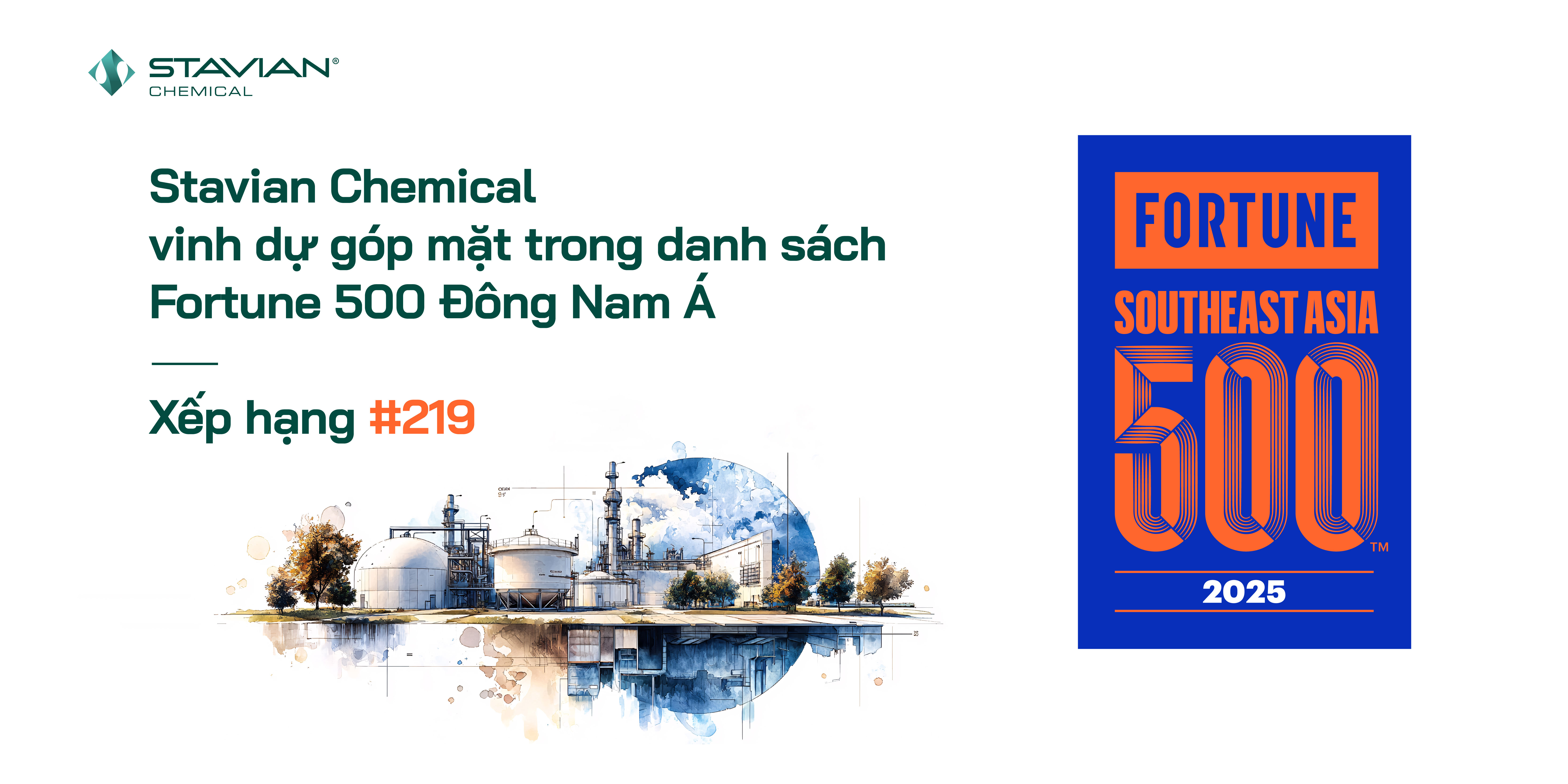 Stavian Hóa chất được Fortune vinh danh Top 219 doanh nghiệp lớn nhất Đông Nam Á năm 2025